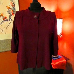 🌹 Lovely Deep Rich Bordeaux Burgundy Cropped One Button Cardigan - S